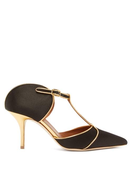 Matchesfashion.com Malone Souliers - Imogen Silk Satin Mules - Womens - Black Gold