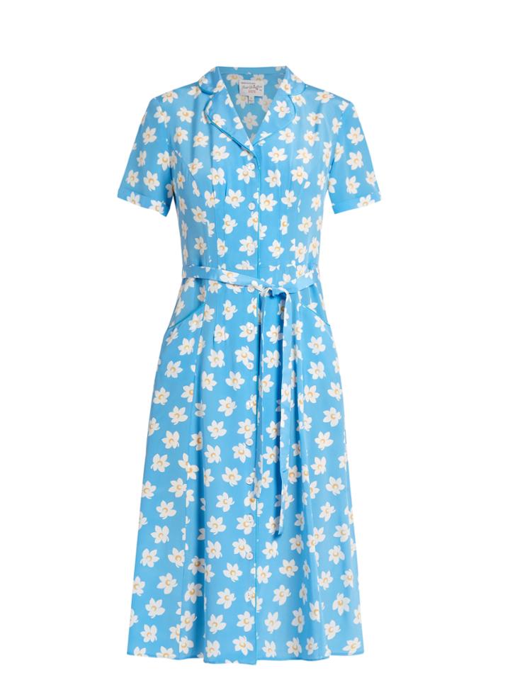 Hvn Maria Falling Floral-print Silk-crepe Dress