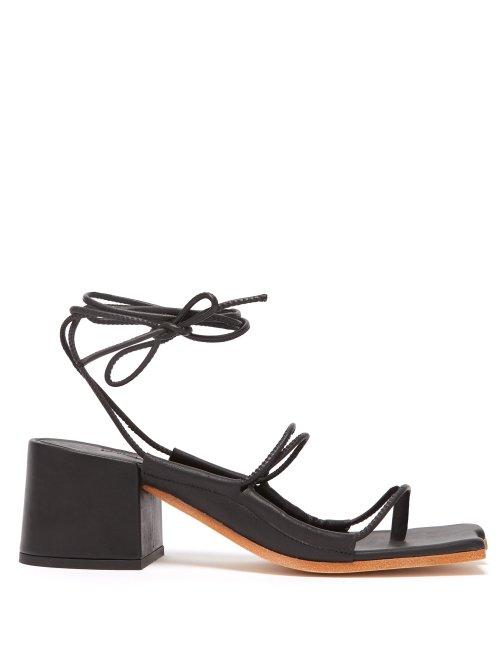 Matchesfashion.com Marques'almeida - Wraparound Ankle Strap Block Heel Sandals - Womens - Black