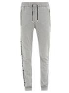 Matchesfashion.com Balmain - Elasticated Logo Webbing Cotton Blend Sweatpants - Mens - Grey