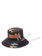 Matchesfashion.com Loewe Paula's Ibiza - Logo-patch Parrot-print Bucket Hat - Womens - Black Multi