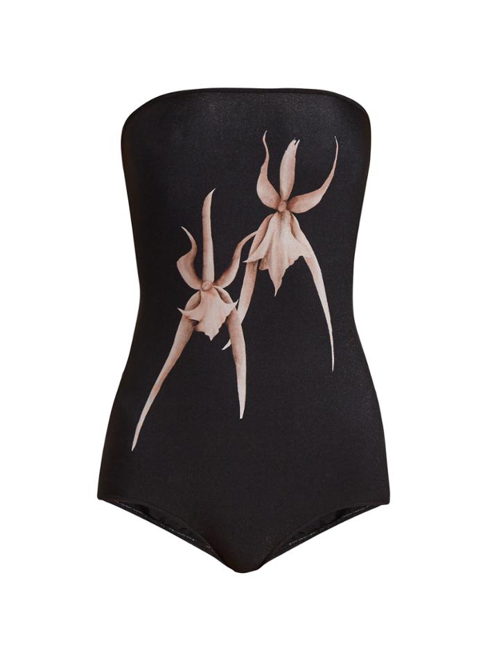 Adriana Degreas Orchid-print Bandeau Swimsuit