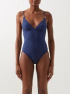 Etro - Pegasus-strap Swimsuit - Womens - Navy