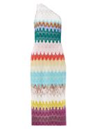 Matchesfashion.com Missoni - One-shouder Knitted Midi Dress - Womens - Multi