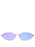 Matchesfashion.com Balenciaga - Oval Reflective Metal Sunglasses - Womens - Purple