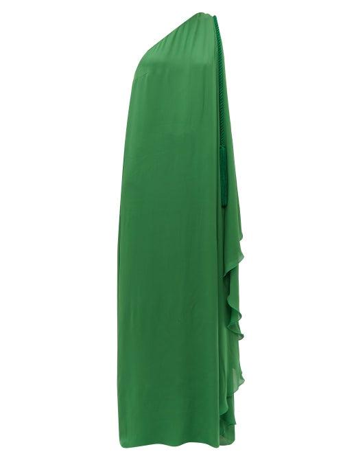 Matchesfashion.com Dundas - One Shoulder Silk Georgette Maxi Dress - Womens - Green