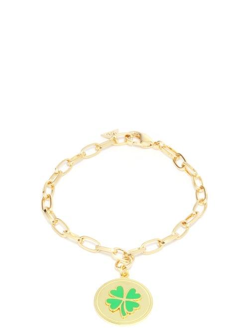 Ladies Jewellery Wilhelmina Garcia - Clover Enamel & 18kt Gold-plated Bracelet - Womens - Green Gold