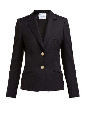 Matchesfashion.com Pallas X Claire Thomson-jonville - Eton Crest Embroidered Wool Blazer - Womens - Black