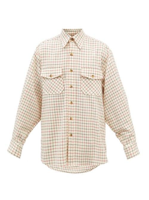 S.s. Daley - Romulus Oversized Checked Shirt - Mens - White