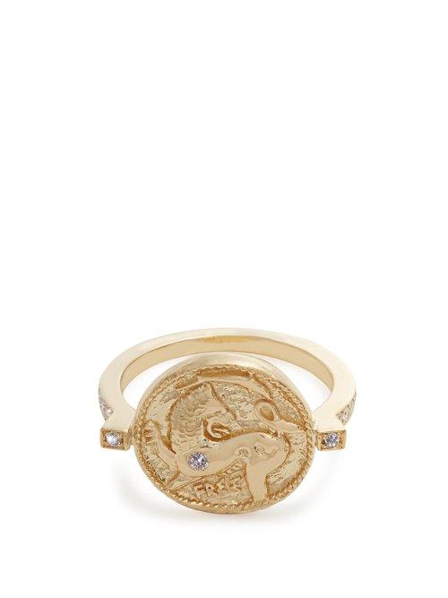 Matchesfashion.com Azlee - Animal Kingdom Diamond & Yellow Gold Ring - Womens - Gold