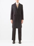 Burberry - Label-appliqu Wool-blend Overcoat - Mens - Black