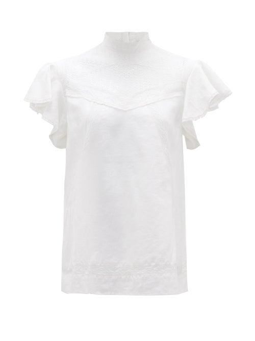 Matchesfashion.com Muzungu Sisters - Charlotte Lace-yoke Linen Blouse - Womens - White