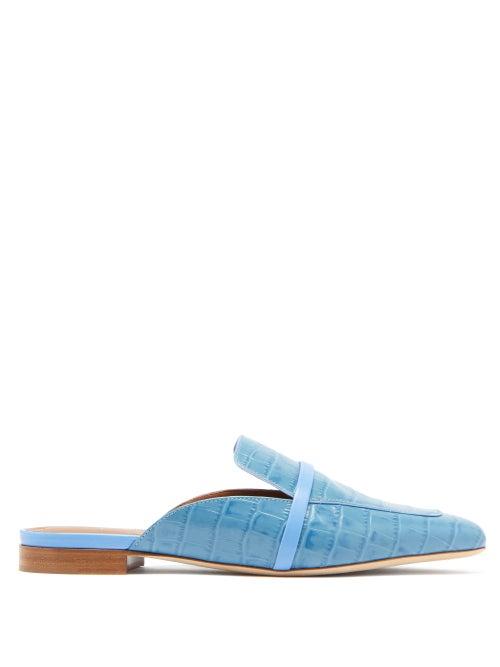 Matchesfashion.com Malone Souliers - Jada Crocodile-effect Leather Loafers - Womens - Blue