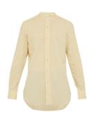 Matchesfashion.com Finamore 1925 - Lorenzo Band Collar Brushed Cotton Poplin Shirt - Mens - Yellow