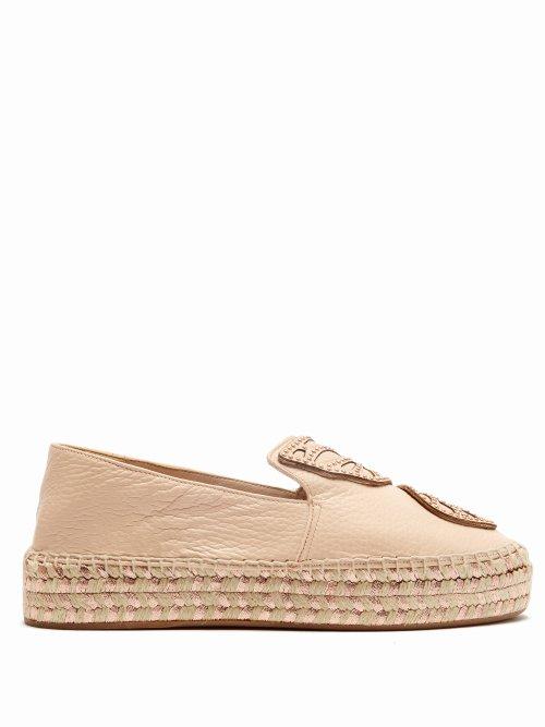Matchesfashion.com Sophia Webster - Bibi Butterfly Leather Flatform Espadrilles - Womens - Tan Gold