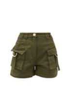 Matchesfashion.com Balmain - High-rise Cotton-blend Cargo Shorts - Womens - Khaki