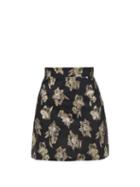 Matchesfashion.com The Vampire's Wife - The Nearly Nuthin' Floral-brocade Mini Skirt - Womens - Black Gold