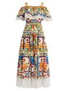 Dolce & Gabbana Majolica-print Gathered Cotton-blend Dress