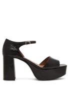 Matchesfashion.com Tabitha Simmons - Patton Python-effect Leather Platform Sandals - Womens - Black