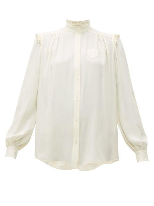 Matchesfashion.com No. 21 - Ruffle Trimmed Crepe Blouse - Womens - Ivory