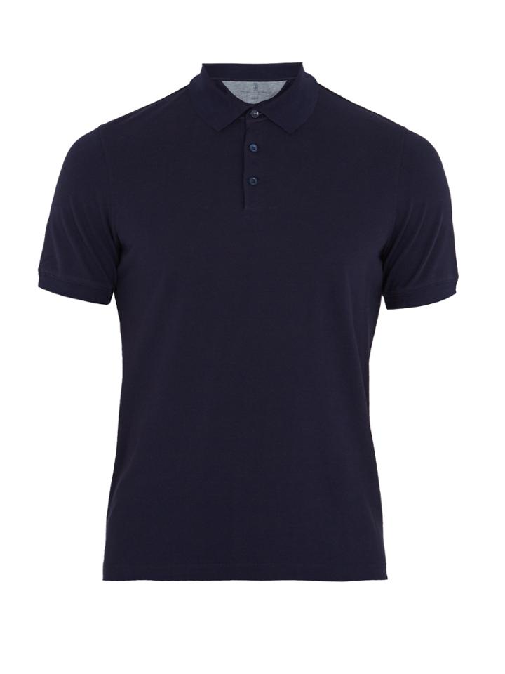 Brunello Cucinelli Slit-hem Cotton-piqu Polo Shirt