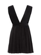 Batsheva - Pleated Cotton-velvet Apron Dress - Womens - Black