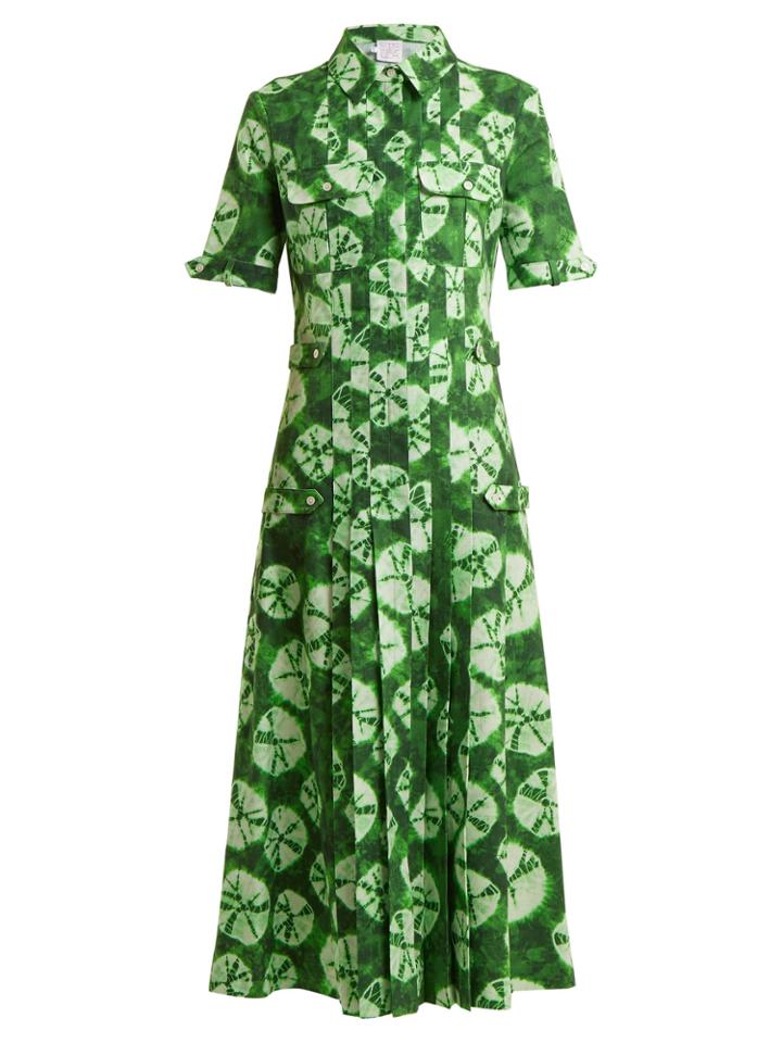 Stella Jean Tie-dye Print Cotton Shirtdress