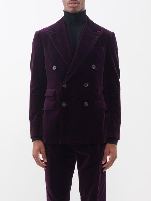Ralph Lauren Purple Label - Kent Double-breasted Velvet Jacket - Mens - Purple