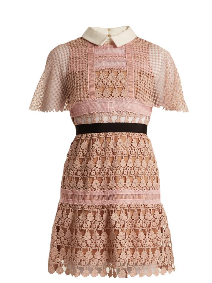 Self-portrait Floral-vine Lace Mini Dress