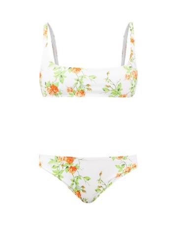 Emilia Wickstead - Bea Floral-print Bikini - Womens - Orange Multi