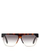 Matchesfashion.com Victoria Beckham - Flat Top Acetate And Metal Sunglasses - Womens - Black Brown