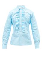 Walter Van Beirendonck - Ruffled Crinkled Shirt - Mens - Blue