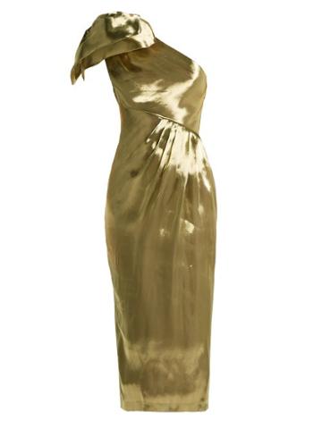 Matchesfashion.com Maria Lucia Hohan - Alya One Shoulder Silk Dress - Womens - Gold