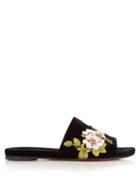 Rochas Embroidered Velvet Slides