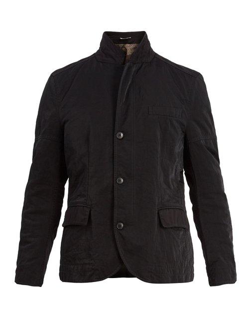 Matchesfashion.com Valentino - Stand Collar Contrasting Panel Jacket - Mens - Navy