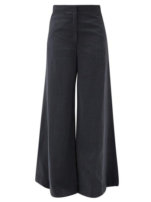 Matchesfashion.com Lemaire - Flared-leg Dry-silk Blend Suit Trousers - Womens - Black
