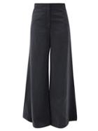 Matchesfashion.com Lemaire - Flared-leg Dry-silk Blend Suit Trousers - Womens - Black