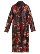Matchesfashion.com Biyan - Rolette Reversible Floral Embroidered Tulle Coat - Womens - Black Red