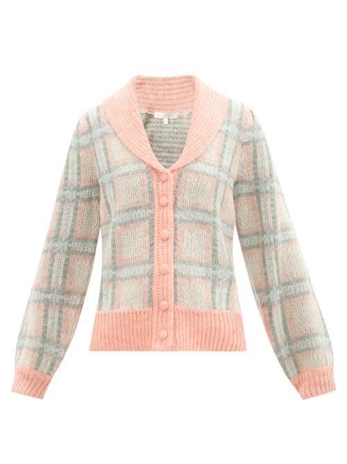 Loveshackfancy - Jeeves Shawl-collar Checked Cardigan - Womens - Pink Multi