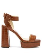 Matchesfashion.com Jimmy Choo - Jax 115 Crocodile-effect Leather Platform Sandals - Womens - Tan