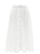 Ladies Rtw Vita Kin - Charlie Broderie-anglaise Linen Midi Skirt - Womens - White