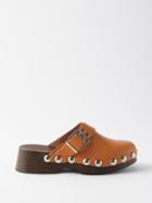 Ganni - Studded Leather Clogs - Womens - Beige