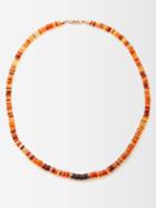 Dezso - Fire Opal, Coconut-shell & 14kt Rose Gold Necklace - Womens - Multi
