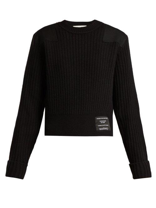 Matchesfashion.com Pswl - Ribbed Knit Cotton Blend Sweater - Womens - Black