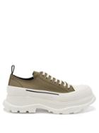 Alexander Mcqueen - Tread Slick Chunky-sole Canvas Trainers - Mens - Khaki White