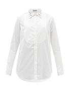 Duncan - Kingham Embellished-collar Cotton Longline Shirt - Womens - White