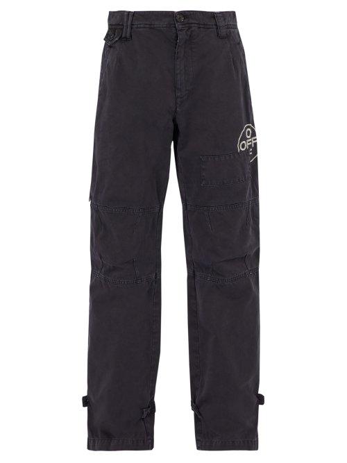 Matchesfashion.com Off-white - Logo Embroidered Cotton Chino Trousers - Mens - Black
