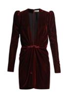 Saint Laurent Deep V-neck Ruched Velvet Mini Dress