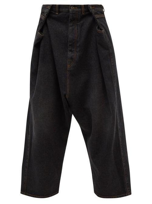 Loewe - Dropped-seat Button-side Cropped Wide-leg Jeans - Mens - Black