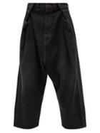 Loewe - Dropped-seat Button-side Cropped Wide-leg Jeans - Mens - Black